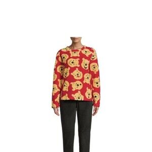 Disney WINNIE the POOH Sherpa Pajama Top Women Lounge Top Size Small Fleece
